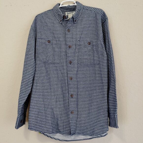 Duluth Trading Long Sleeve Stripe Cotton Button Down SZ Large - Picture 2 of 8